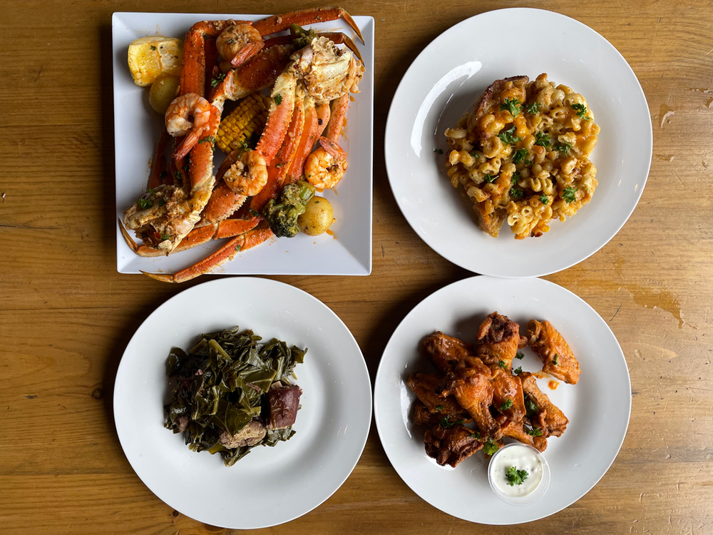 Seafood and soul food spread